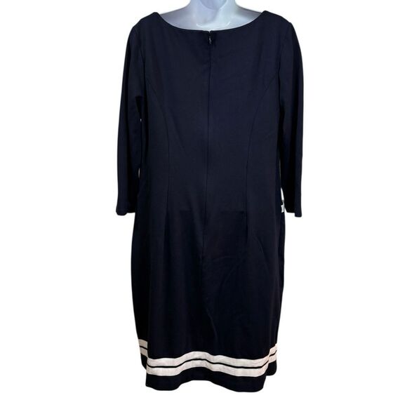 Talbots Navy Shift Dress 12 | 3/4 Sleeve Nautical Classic Work Dress - Picture 3 of 4